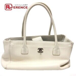 Chanel Executive Tote Bag Pouch Leather White